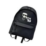 Kids' black nylon backpack with a cartoon character print on the front