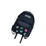 Kids' black nylon school backpack decorated with colourful heart patches